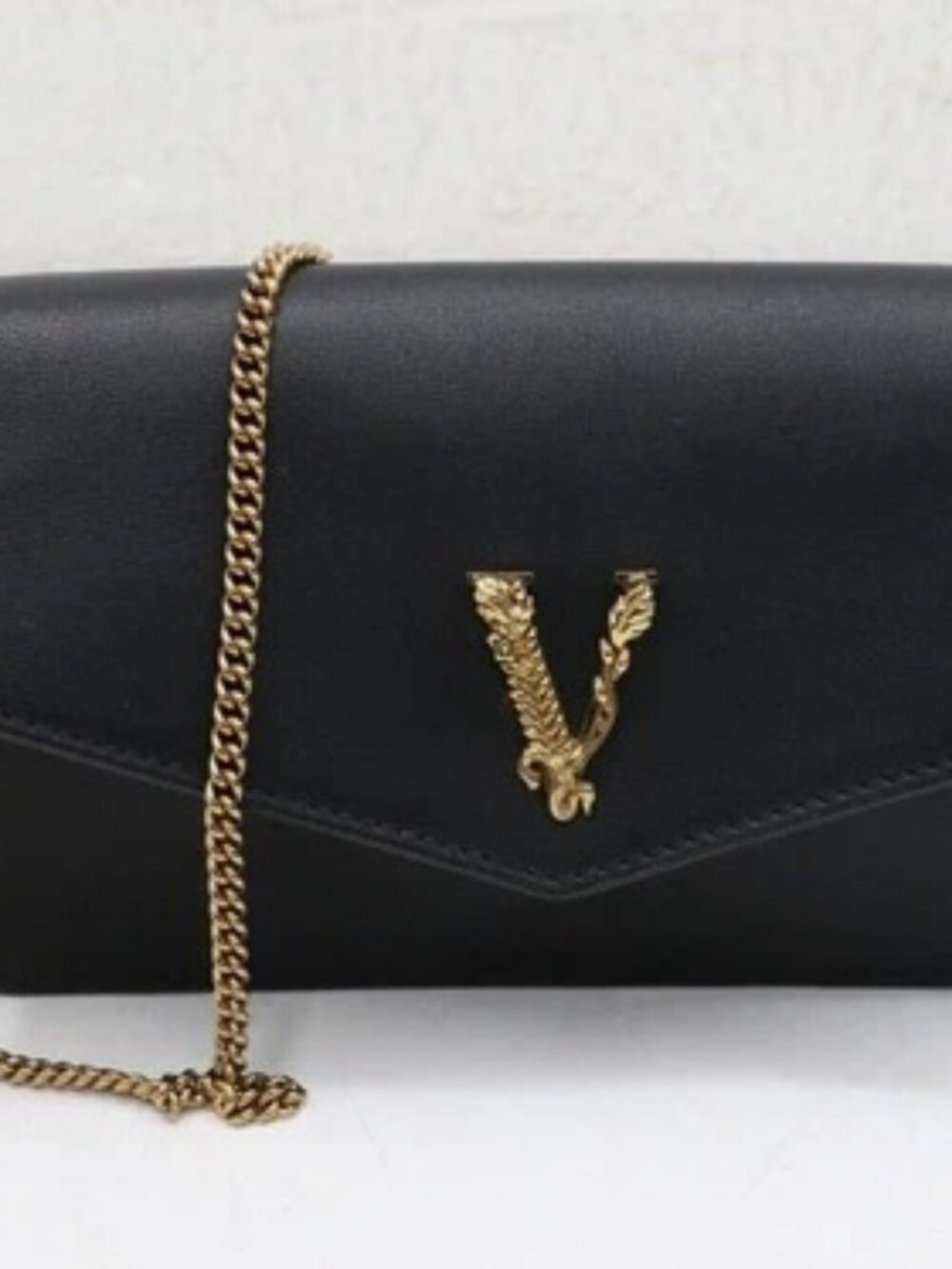 Versace Vitello Virtus Wallet on Chain Black